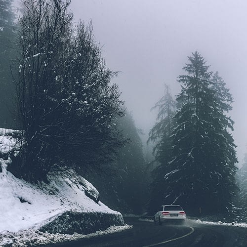 Winter driving in mountains